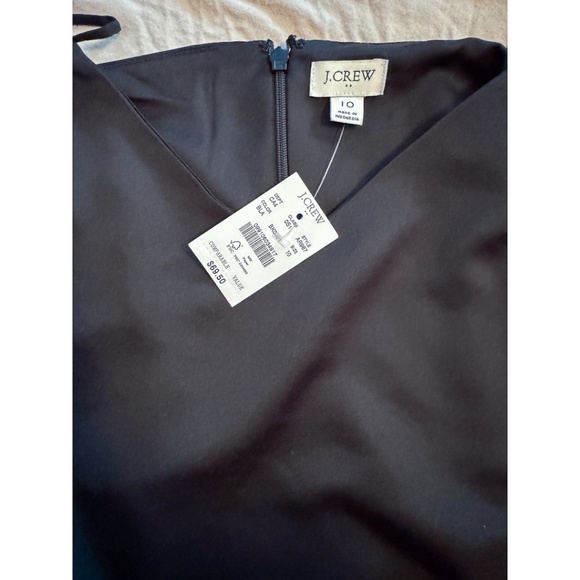 J Crew v neck black satin midi slip dress NWT - Size 10 - Picture 5 of 5